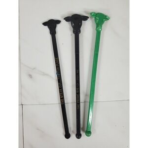 Vintage COW HEAD Black Angus Plastic Drink Swizzle Stir Stick 3 pcs steakhouse